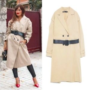 ZARA BELTED DOUBLE BREASTED TRENCH COAT NWT